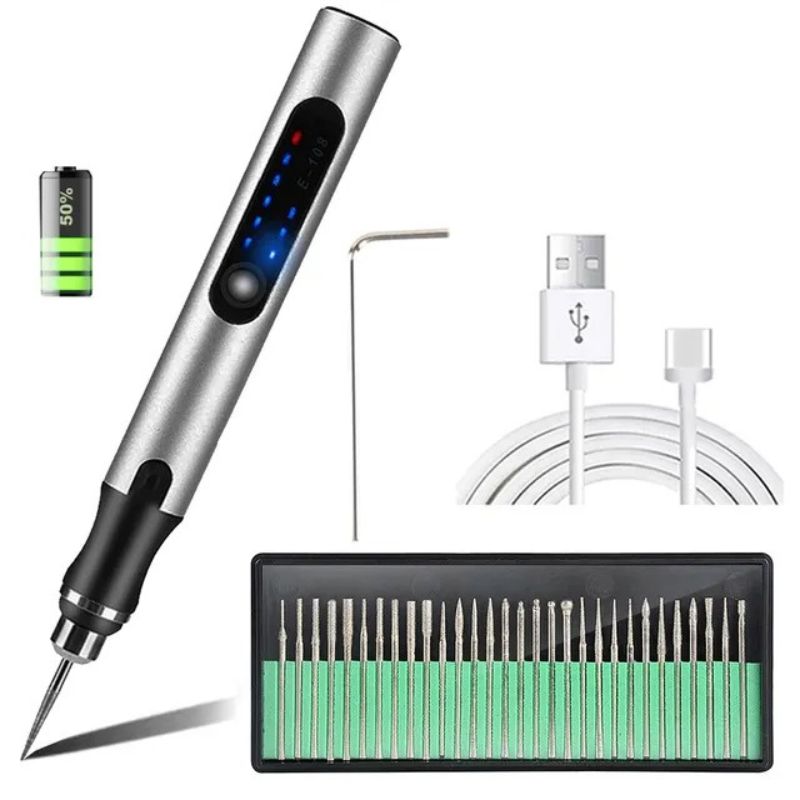 Stylet graveur électrique sans fil rechargeable LCD 18 000 tr/min bois verre métal loisirs créatifs DIY | Koossa