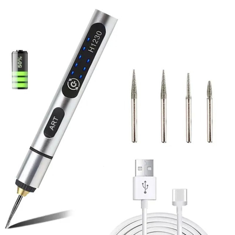 Stylet graveur électrique sans fil rechargeable LCD 18 000 tr/min bois verre métal loisirs créatifs DIY | Koossa