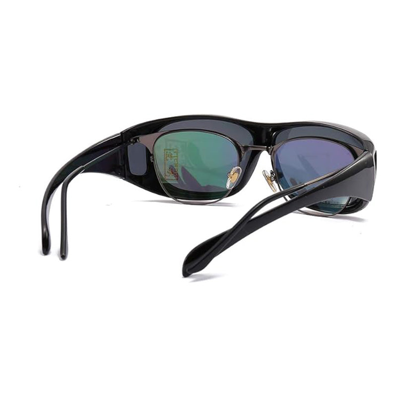 Polarized Fit-Over Sunglasses for Prescription Glasses, Black Wraparound with Side Shields for Driving, Fishing & Outdoor Glare Control | Lonoma