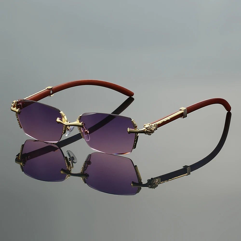 Rimless Sunglasses with Decorative Gold Temples and Gradient Lenses for UV400 Protection | Koossa