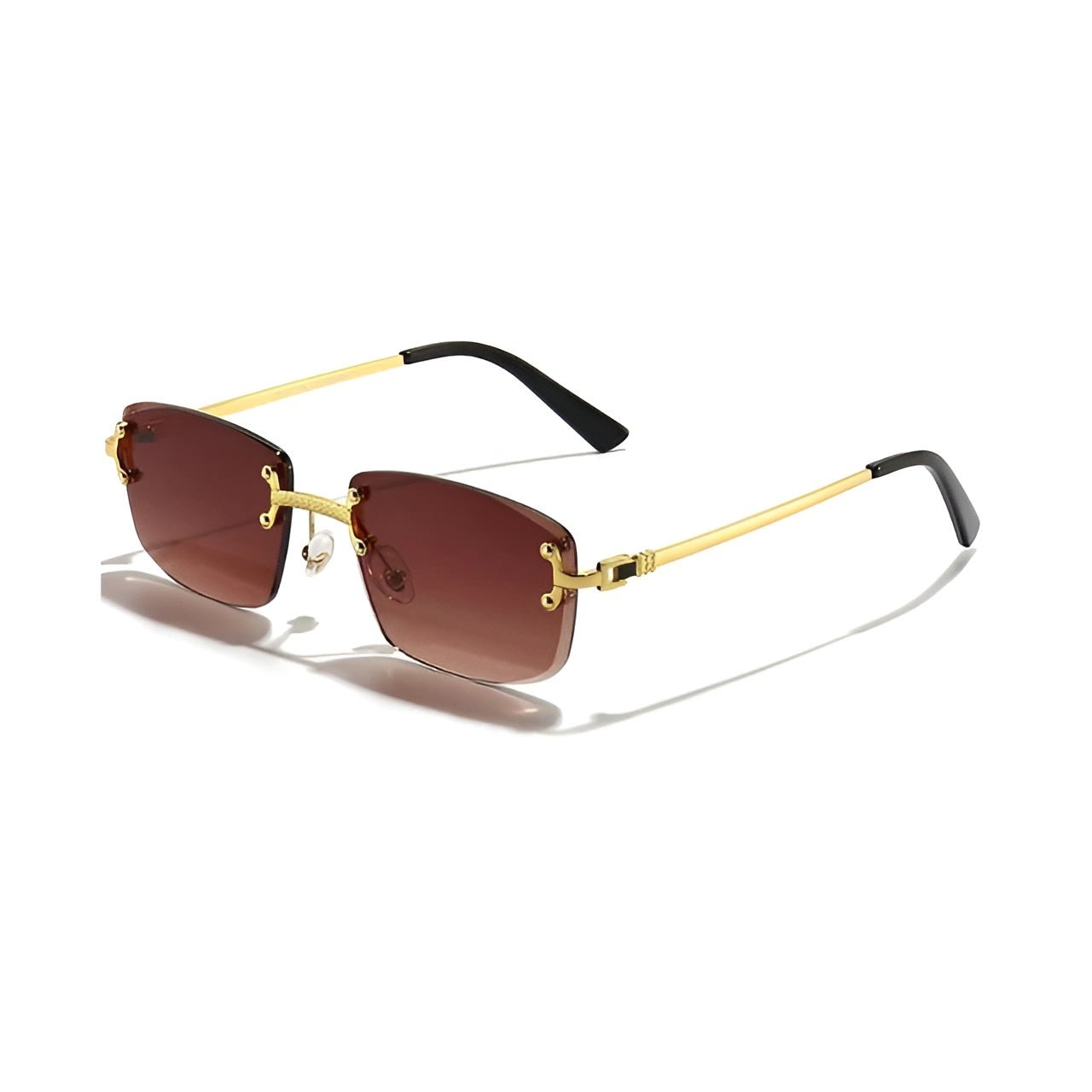 Rimless Aviator Sunglasses with Gradient Lenses and UV400 Protection in Gold Tone | Koossa