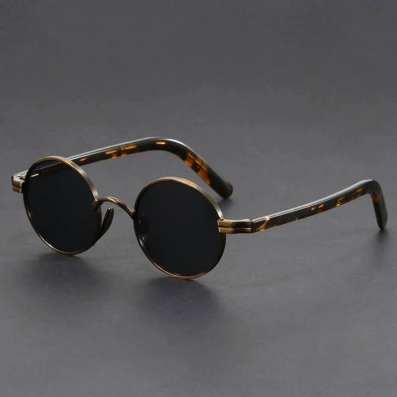 Round Metal Sunglasses with Tortoiseshell Arms in Gold, Grey, and Black | UV400 Protection | Koossa