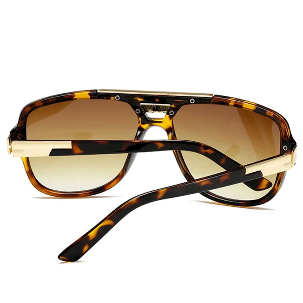 Square-Frame Aviator Sunglasses in Tortoiseshell Acetate with Gold Details and UV400 Protection | Koossa