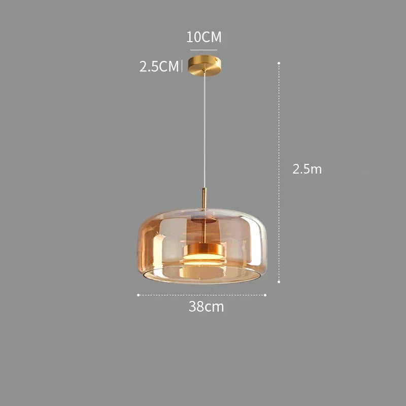 Glass Pendant Light, Adjustable Height Hanging Lamp in Cognac or Smoke Gray for Kitchen Island, Dining Table, Bedroom, Modern Nordic Decor | Lonoma