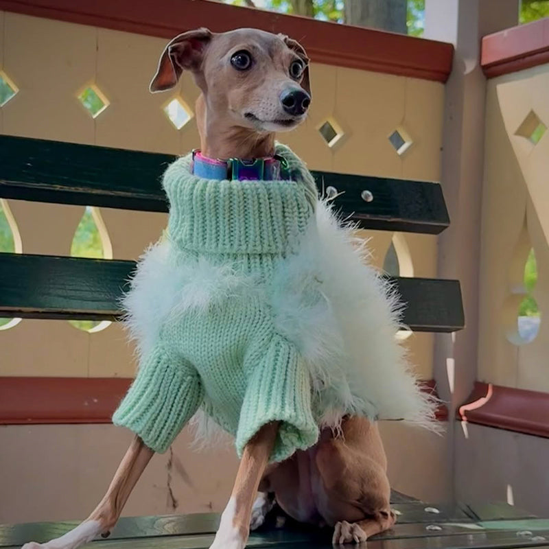 Dog Faux Fur Sweater 100% Polyester Stretchy Italian Greyhound Whippet Fluffy Coat Plush Dog Jumper Slim Breed S–XL Pink Blue Purple Green | Koossa