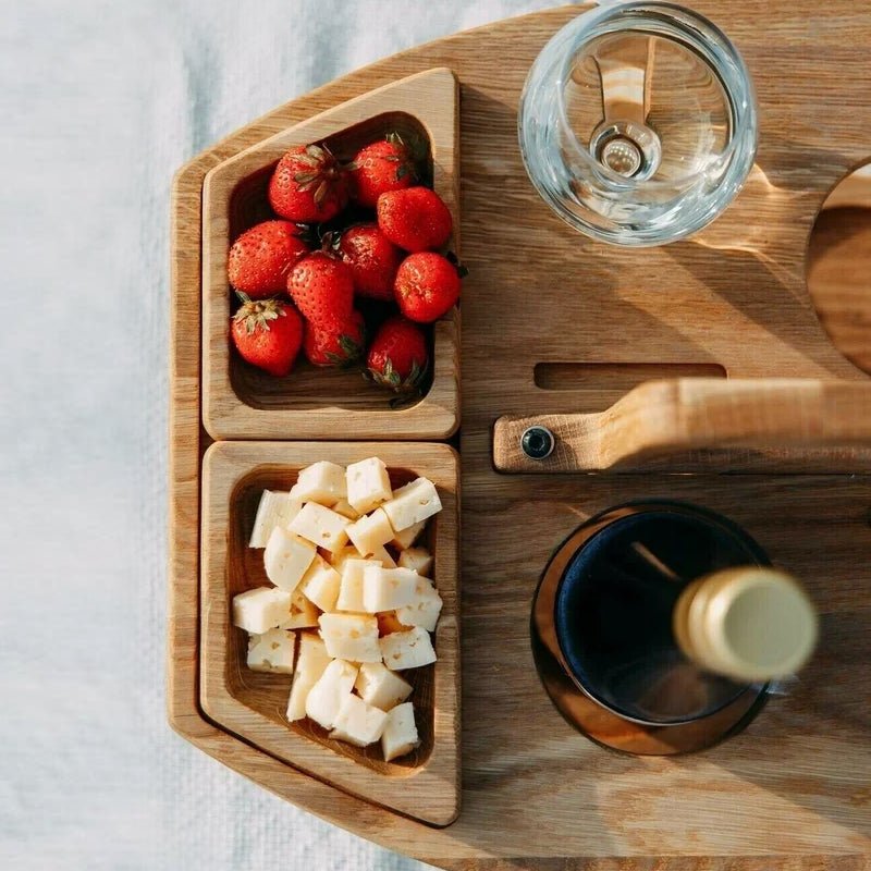 Table à Vin Pliante en Bois Naturel pour Extérieur Pique-Nique Apéritif Jardin Terrasse Balcon Élégante | Koossa