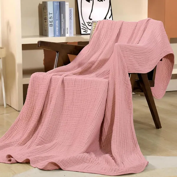 Plaid mousseline en coton naturel doux et respirant pour canapé lit chambre confort toute l'année élégant | Koossa