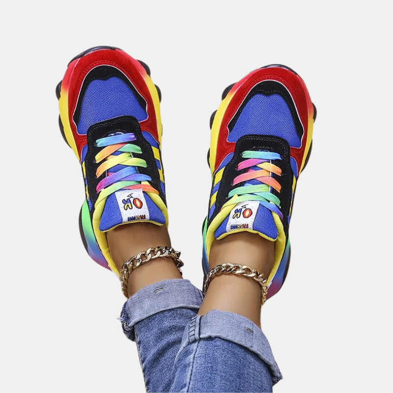 Women's Multicoloured Platform Trainers — Modern Everyday Sneakers with Supportive Sole & Adjustable Lacing | Koossa