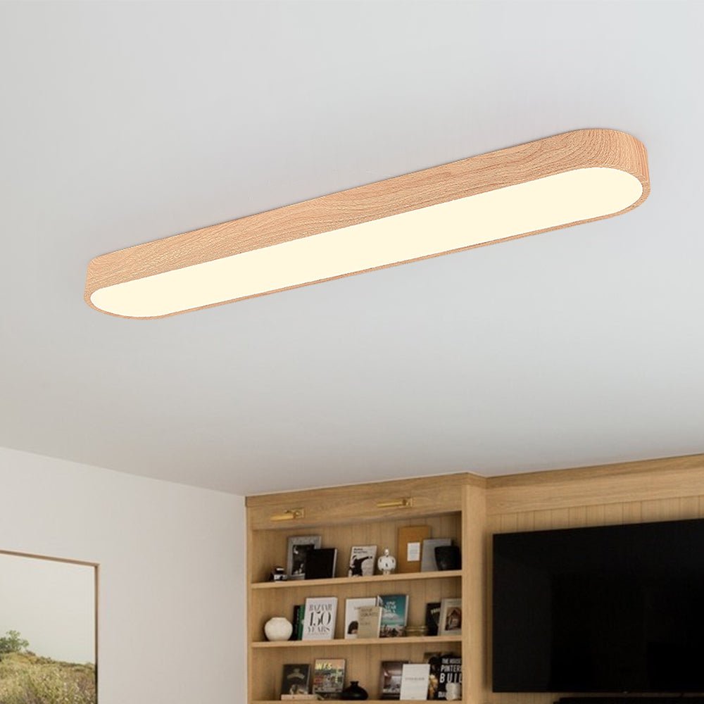 Plafonnier Ovale LED Effet Bois Métal 65-90 cm Blanc Chaud Blanc Froid Salon Chambre Cuisine Intégré Design | Koossa
