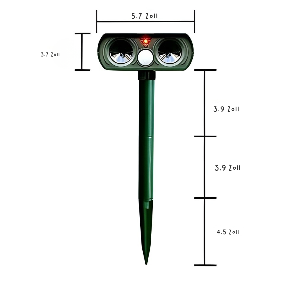 Répulsif à ultrasons solaire pour jardin portée 8–10 m IP66 13,5–45,5 kHz protection écologique anti-nuisibles | Koossa
