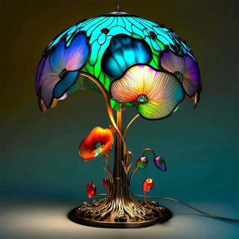 Lampe champignon en résine vitrail coloré lumière d'ambiance pour chambre d'enfant et salon décoratif | Koossa