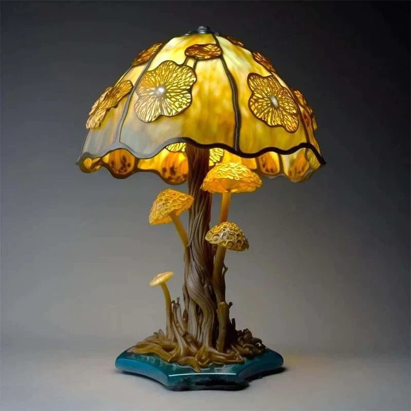Lampe champignon en résine vitrail coloré lumière d'ambiance pour chambre d'enfant et salon décoratif | Koossa