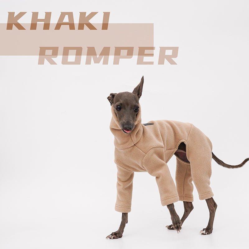 Dog Fleece Onesie Turtleneck Loose Fit Whippet Greyhound XS to XXL Four-Leg Jumpsuit Iggy Winter Clothes | Koossa