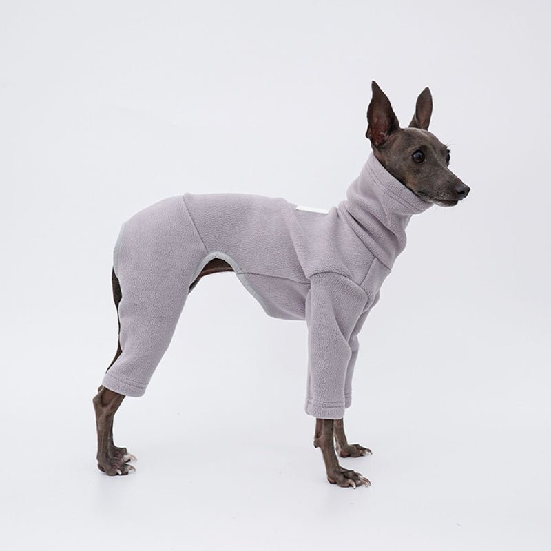 Dog Fleece Onesie Turtleneck Loose Fit Whippet Greyhound XS to XXL Four-Leg Jumpsuit Iggy Winter Clothes | Koossa