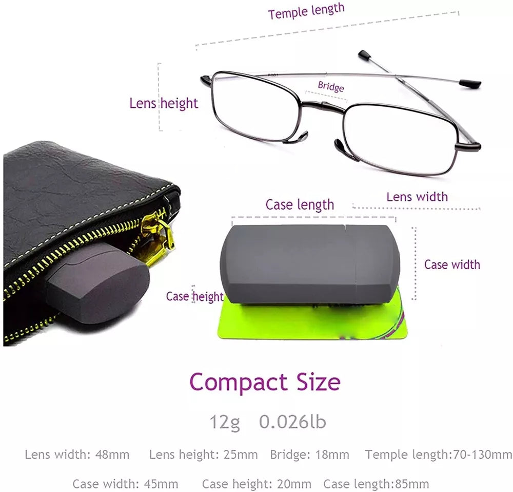 Compact Folding Reading Glasses with Protective Hard Case – Portable Magnifying Eyewear for Men and Women | Lonoma