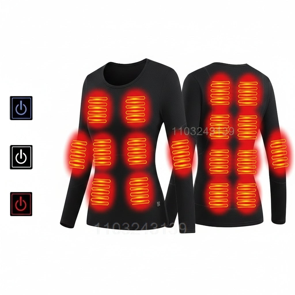 USB Rechargeable Heated Base Layer Set with 3 Heat Settings for Winter Sports and Outdoor Activities | Lonoma