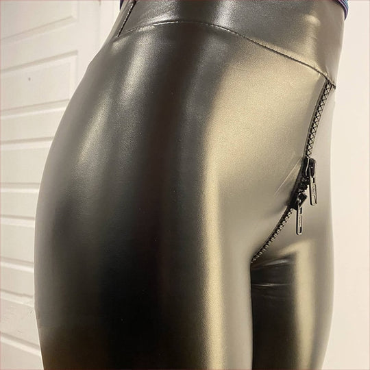 Women's Faux Leather Trousers — Elegant Slim Fit Winter Trousers for Smart Casual & Evening Occasions | Koossa