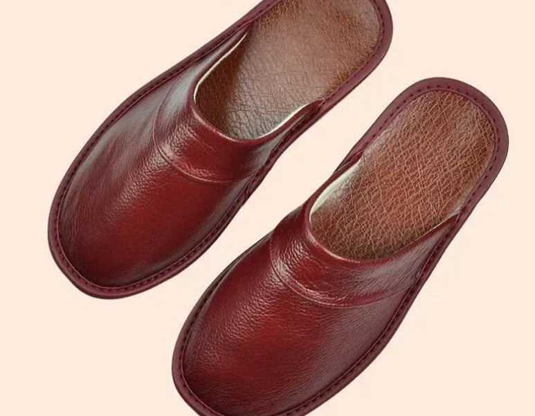 Men's Genuine Leather House Slippers, Soft Indoor Moccasin Slippers for Fall & Winter, Cozy Lightweight Home Shoes for Men | Lonoma