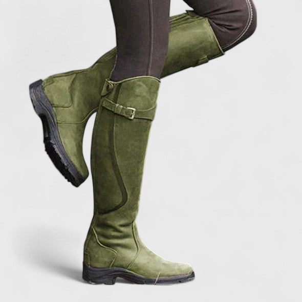 Women's Orthopedic Ankle Boots with Cushioned Support and Buckle Detail in Dark Brown, Black, Blue and Green | Koossa