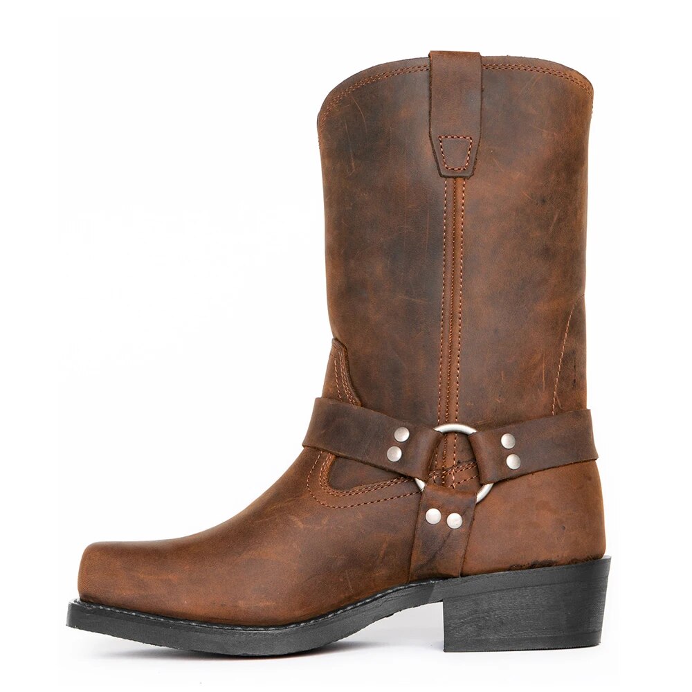 Western Cowboy Boots for Men Waterproof Leather Pull-On Ankle Boots Casual Dress Work Footwear for Everyday | Lonoma