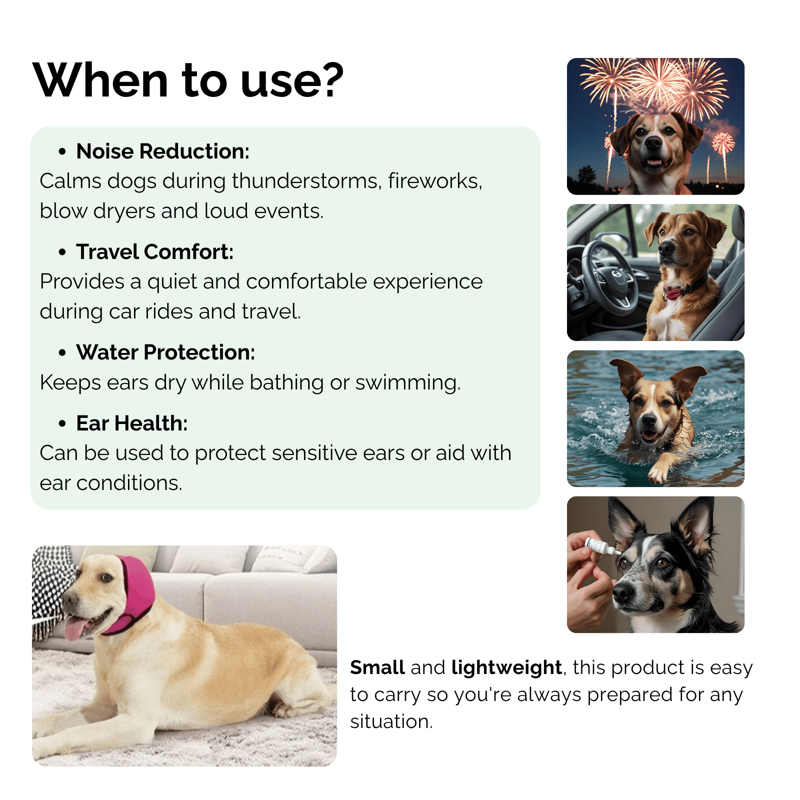 Dog Ear Protection Hood Noise Reduction Waterproof Adjustable S M L Fireworks Thunder Grooming Anxiety | Koossa