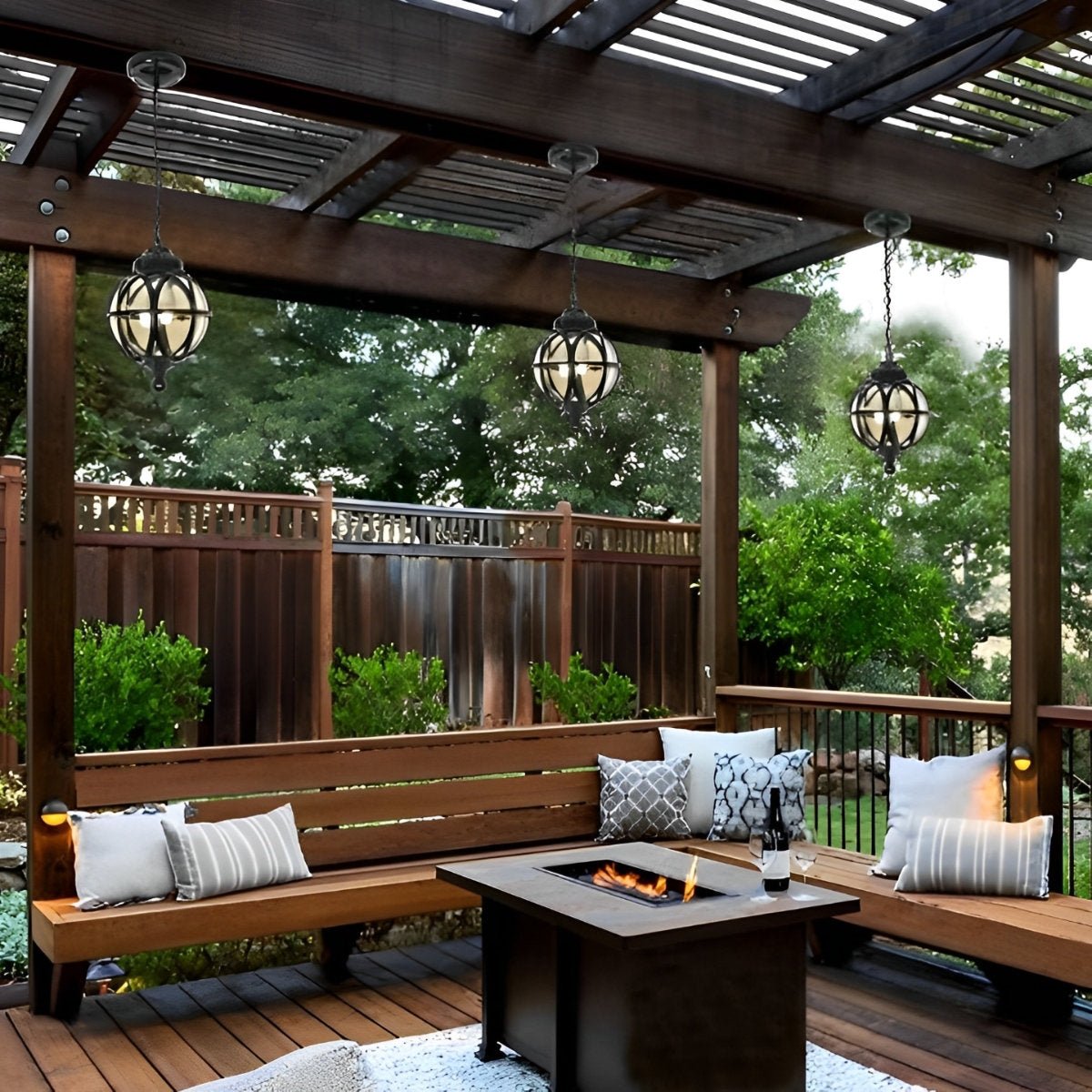 Suspension extérieure globe en aluminium noir E27 pour jardin terrasse balcon éclairage vintage ambiance rétro | Koossa