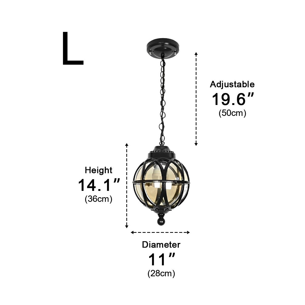 Suspension extérieure globe en aluminium noir E27 pour jardin terrasse balcon éclairage vintage ambiance rétro | Koossa