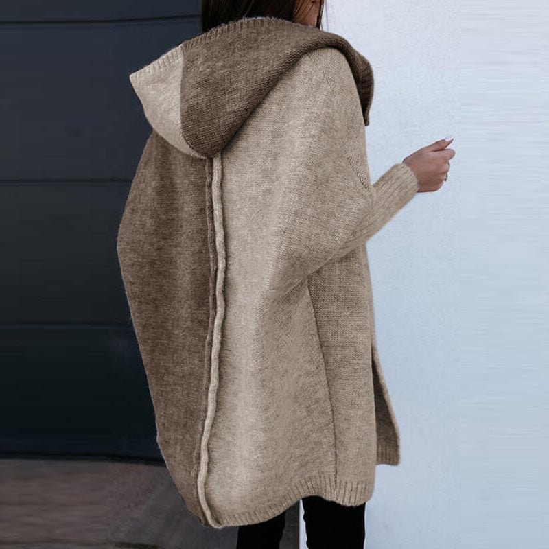 Women's Relaxed Open-Front Cardigan in Two-Tone Knit | Perfect for Layering | Koossa