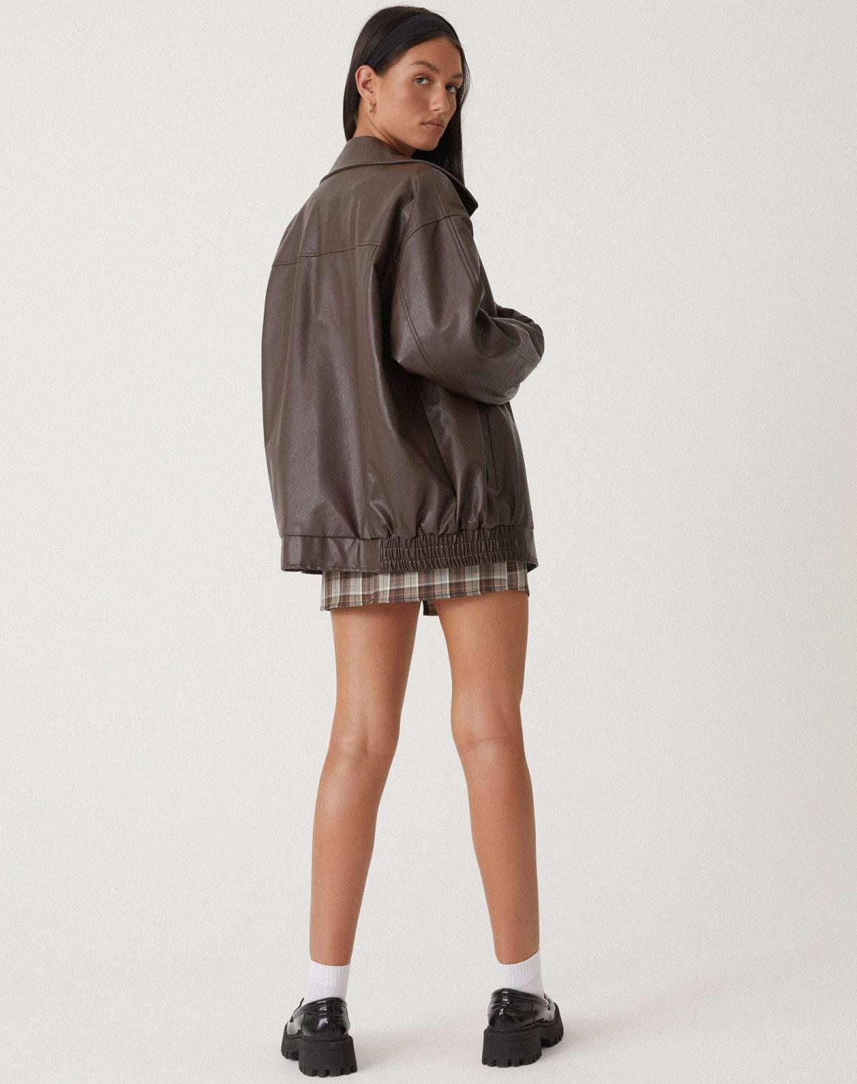 Women's Oversized Faux Leather Jacket — Relaxed Fit Jacket for Summer Evenings & Transitional Weather | Koossa
