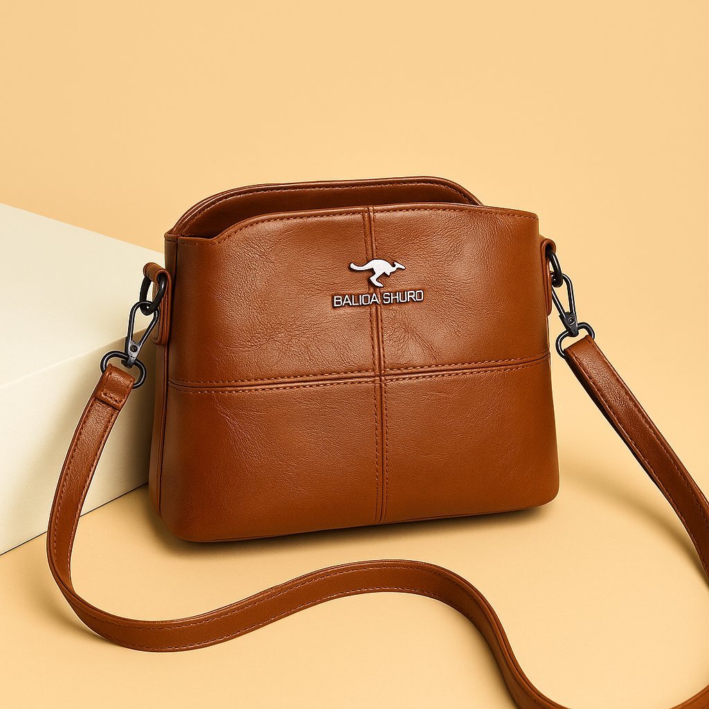 Structured Panelled Crossbody Bag in Faux Leather with Adjustable Strap | Versatile Everyday Handbag for Women | Compact Shoulder Bag with Zip Closure | Koossa