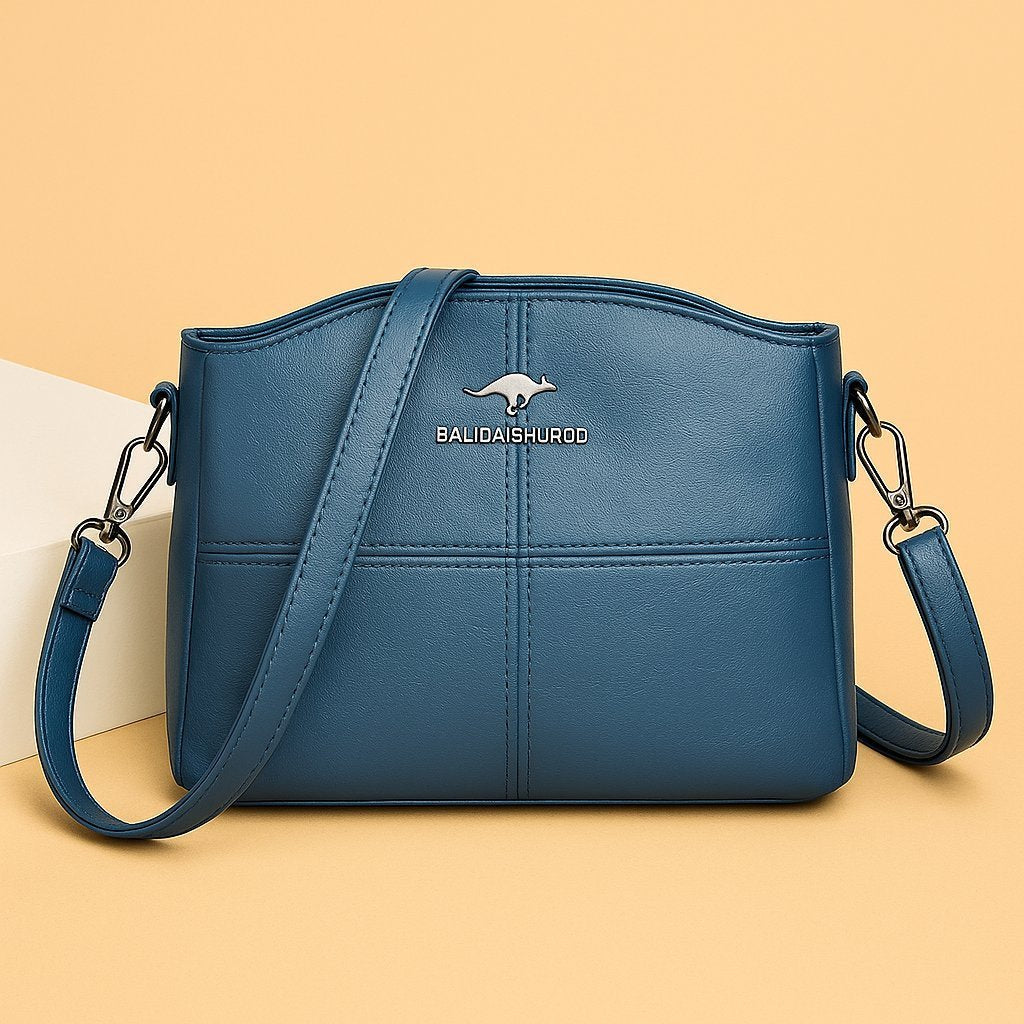 Structured Panelled Crossbody Bag in Faux Leather with Adjustable Strap | Versatile Everyday Handbag for Women | Compact Shoulder Bag with Zip Closure | Koossa