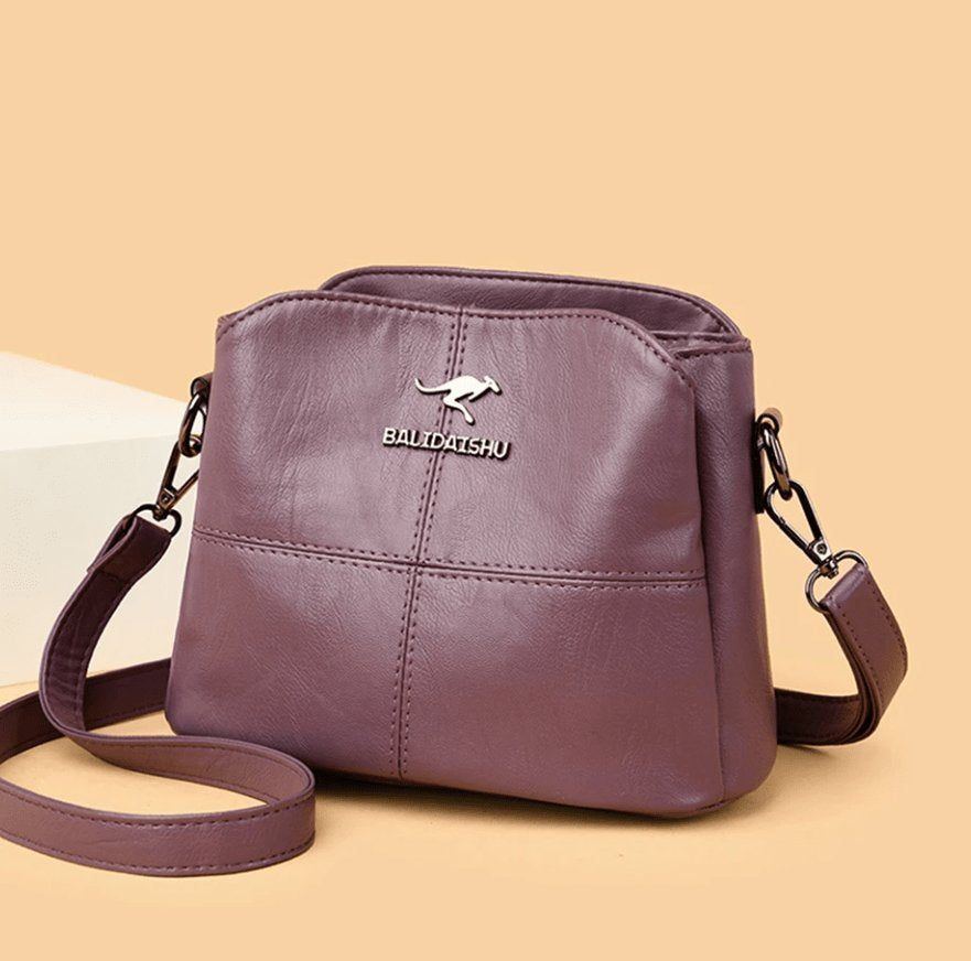 Structured Panelled Crossbody Bag in Faux Leather with Adjustable Strap | Versatile Everyday Handbag for Women | Compact Shoulder Bag with Zip Closure | Koossa