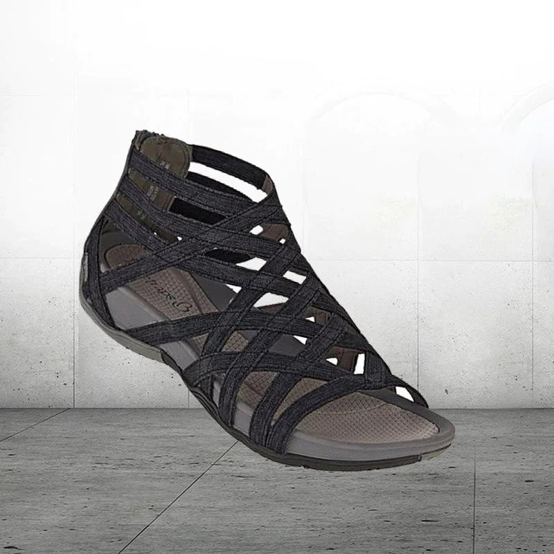 Women's Contoured Footbed Sandals with Adjustable Straps in Leather-Look Finish for Summer Wear | Koossa