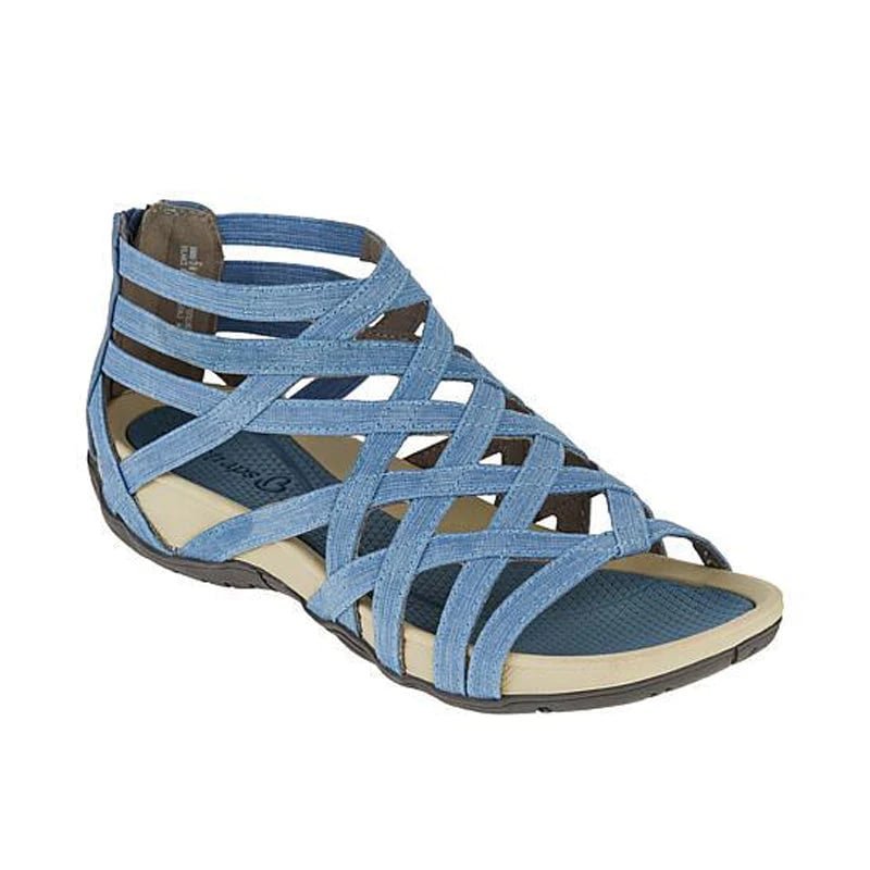 Women's Contoured Footbed Sandals with Adjustable Straps in Leather-Look Finish for Summer Wear | Koossa