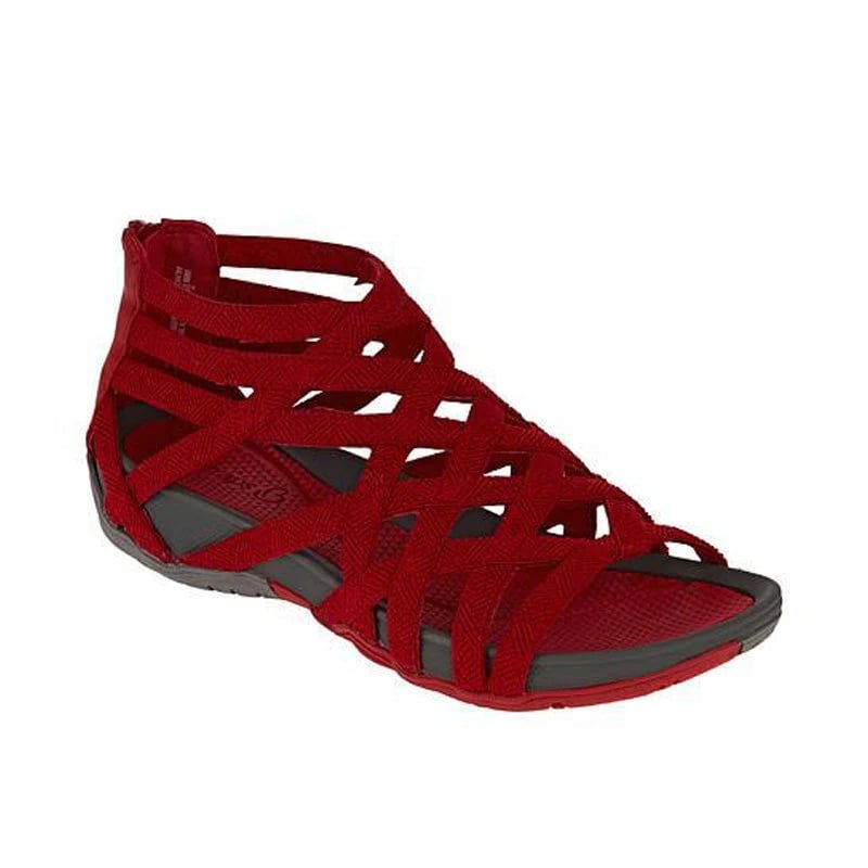 Women's Contoured Footbed Sandals with Adjustable Straps in Leather-Look Finish for Summer Wear | Koossa