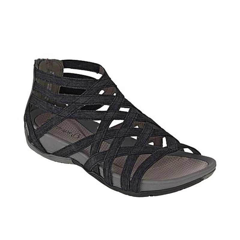 Women's Contoured Footbed Sandals with Adjustable Straps in Leather-Look Finish for Summer Wear | Koossa