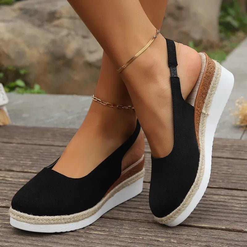 Women's Canvas Platform Espadrilles with Orthopedic Support | Slip-On Jute-Wrapped Sole Shoes for All-Day Comfort | Koossa