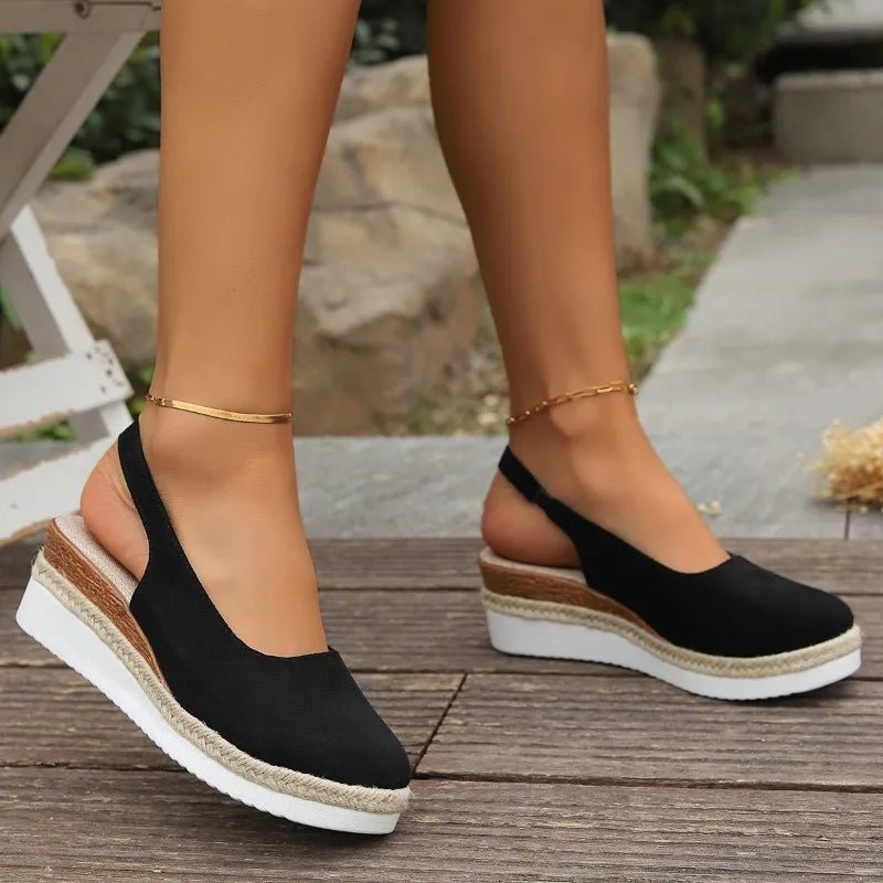 Women's Canvas Platform Espadrilles with Orthopedic Support | Slip-On Jute-Wrapped Sole Shoes for All-Day Comfort | Koossa