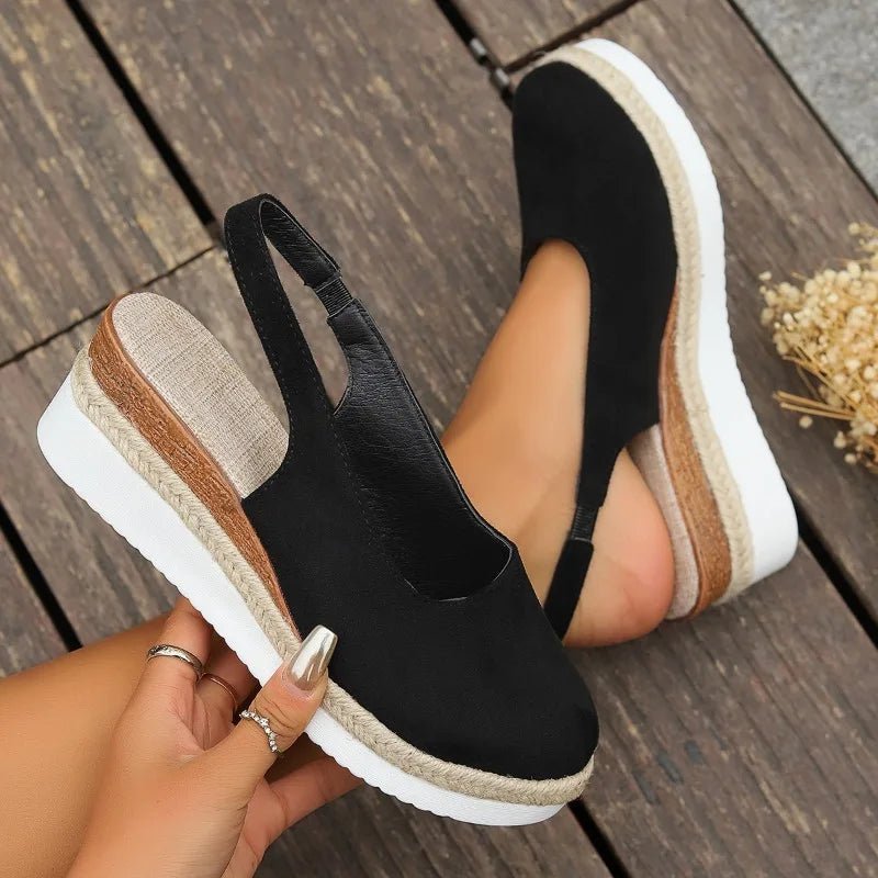 Women's Canvas Platform Espadrilles with Orthopedic Support | Slip-On Jute-Wrapped Sole Shoes for All-Day Comfort | Koossa