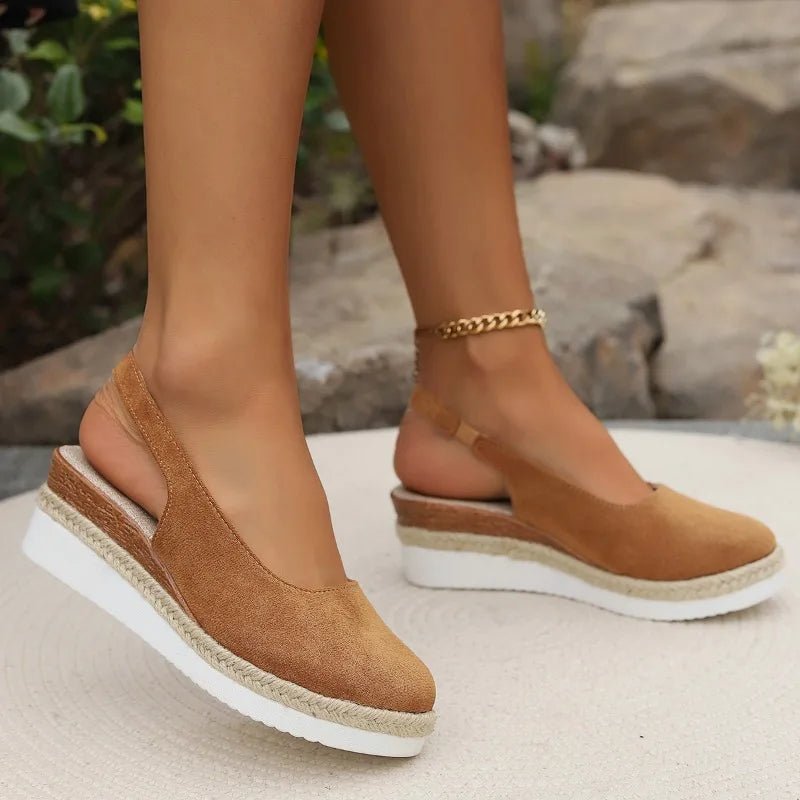 Women's Canvas Platform Espadrilles with Orthopedic Support | Slip-On Jute-Wrapped Sole Shoes for All-Day Comfort | Koossa