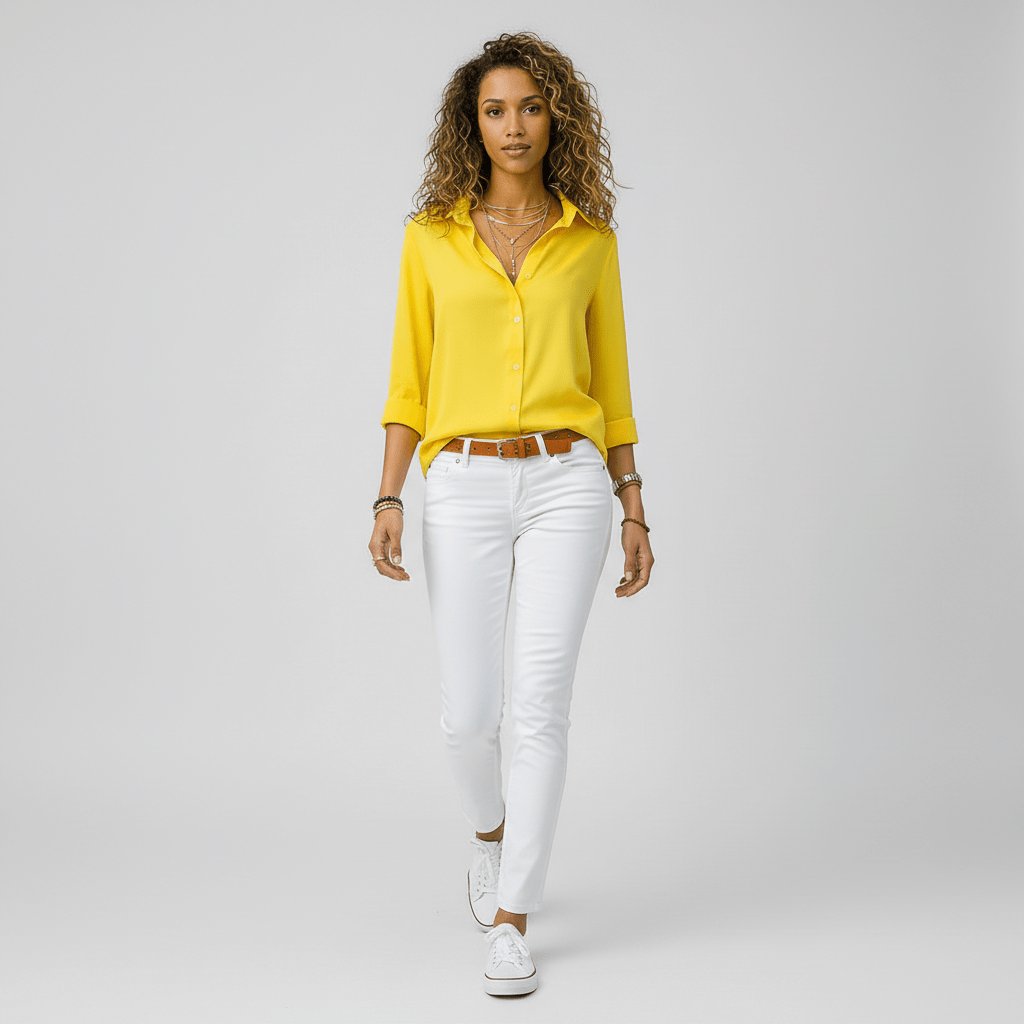 Women's Relaxed-Fit Button-Through Shirt in Classic Grey | Smart-Casual Blouse with Rollable Cuffs for Office, Weekend, and Evening Wear | Koossa