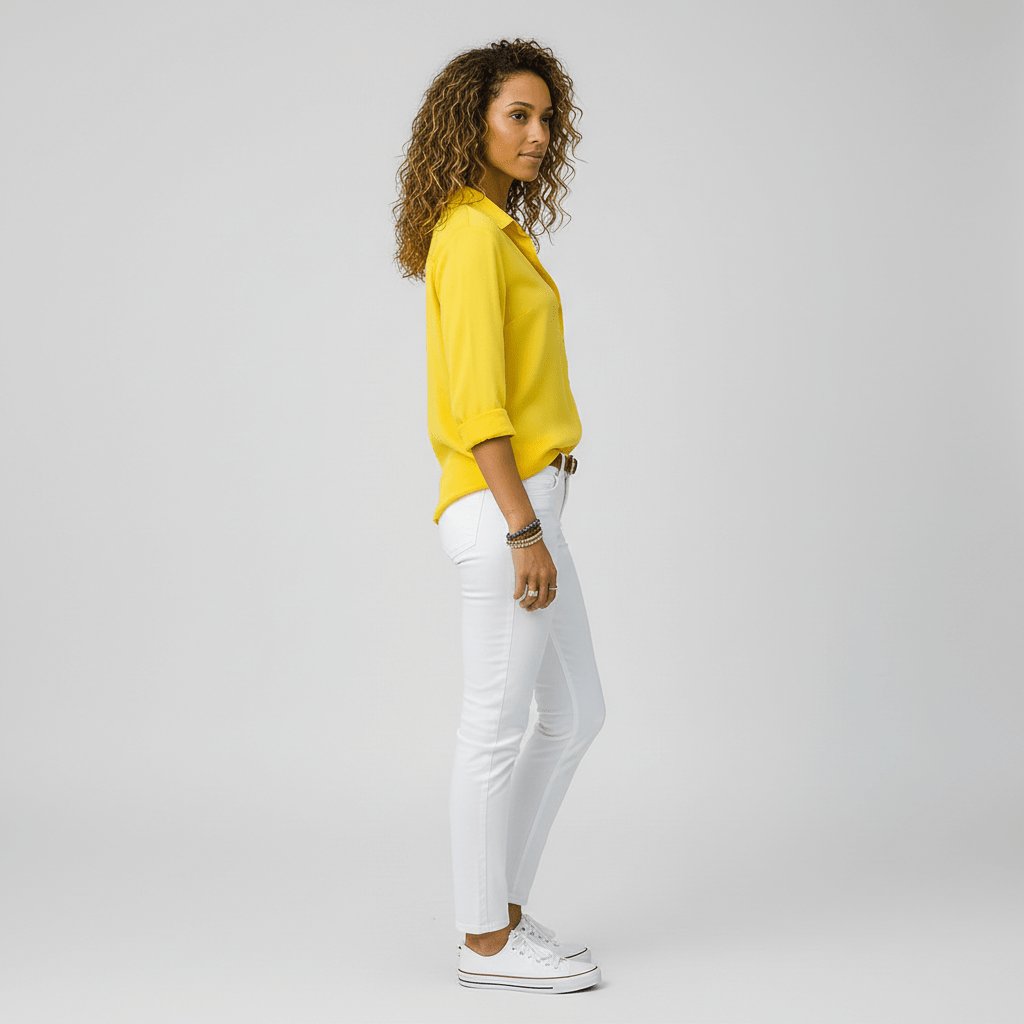 Women's Relaxed-Fit Button-Through Shirt in Classic Grey | Smart-Casual Blouse with Rollable Cuffs for Office, Weekend, and Evening Wear | Koossa
