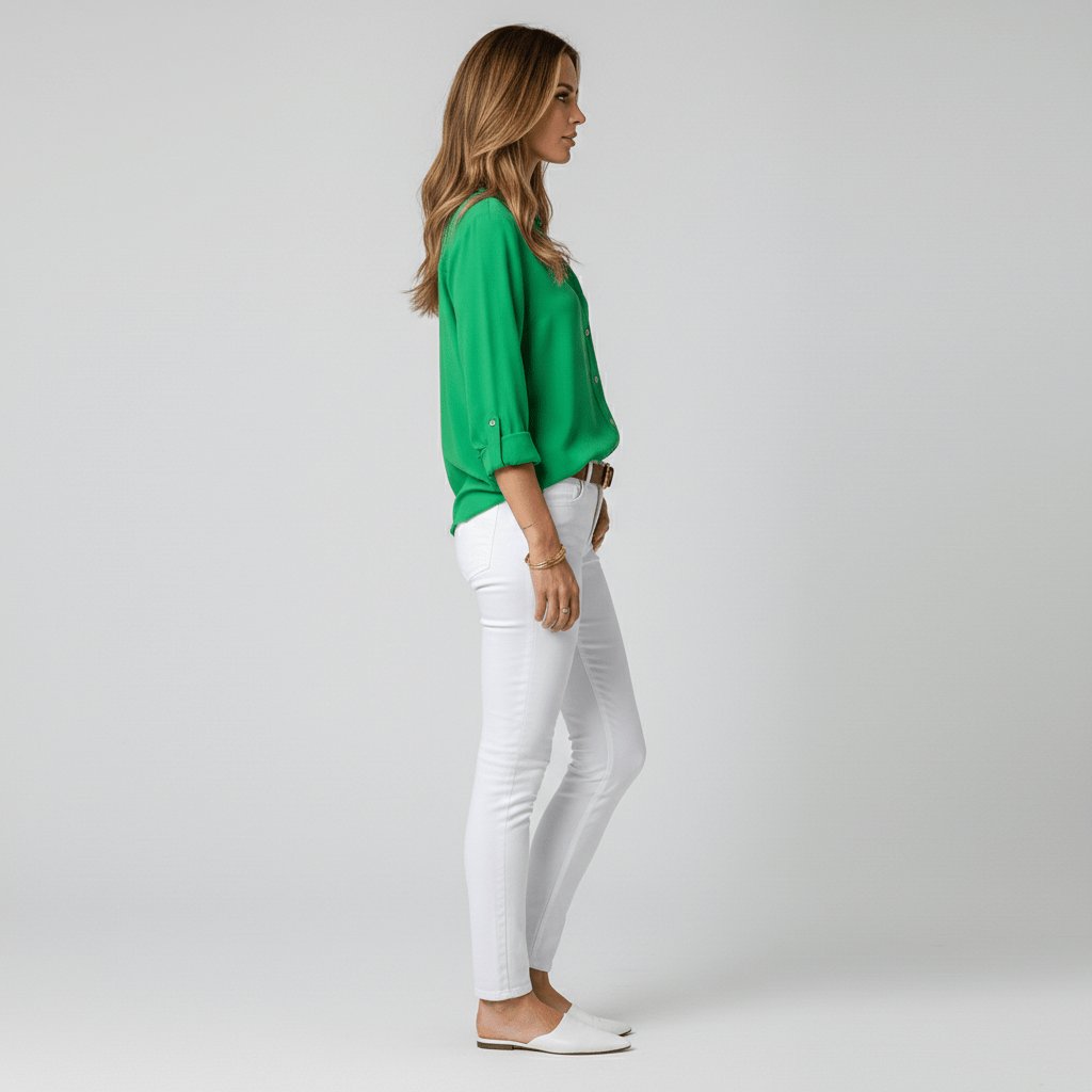 Women's Relaxed-Fit Button-Through Shirt in Classic Grey | Smart-Casual Blouse with Rollable Cuffs for Office, Weekend, and Evening Wear | Koossa