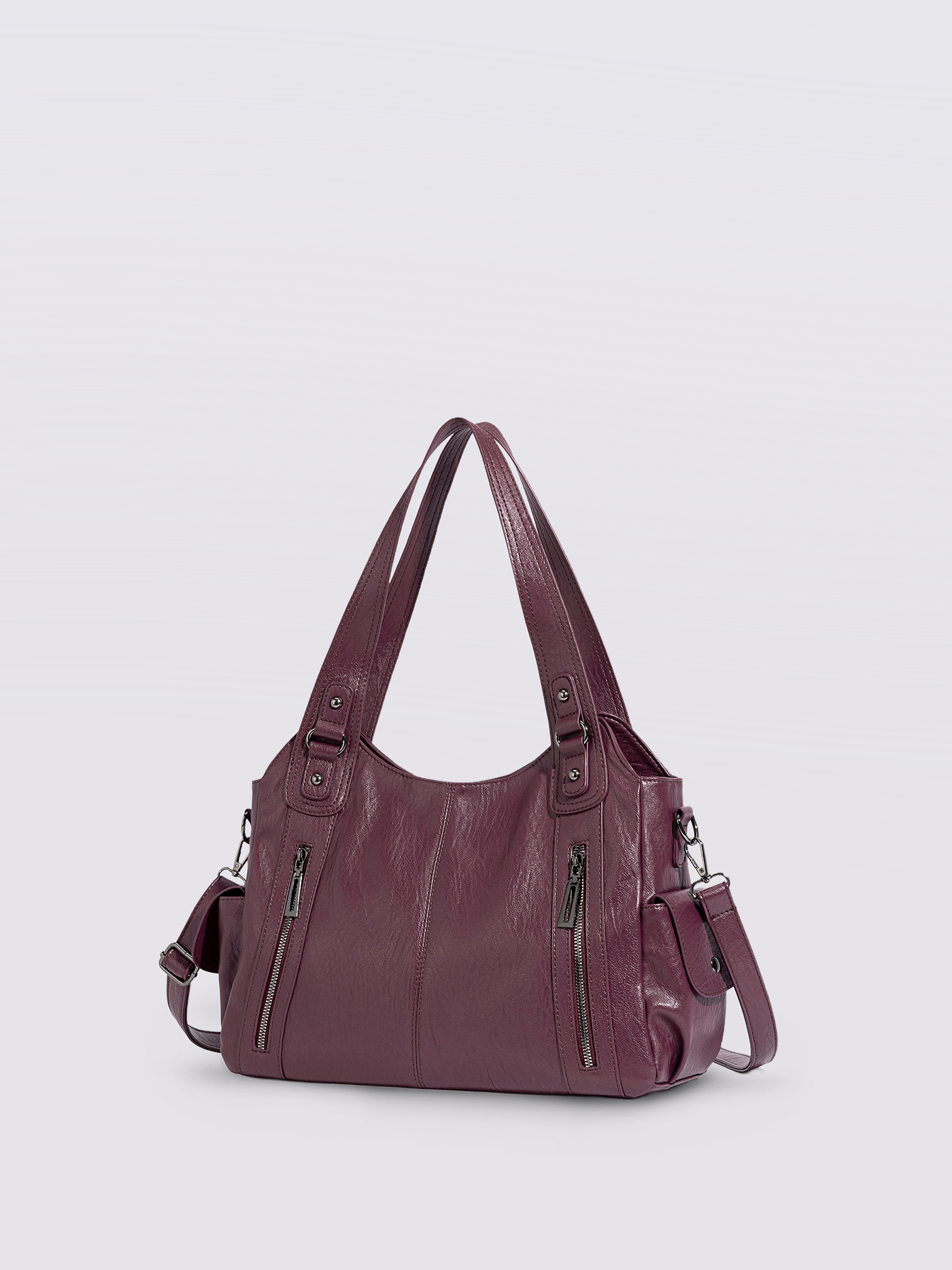 Structured Leather-Look Tote with Detachable Crossbody Strap in Black for Work and Weekend | Koossa