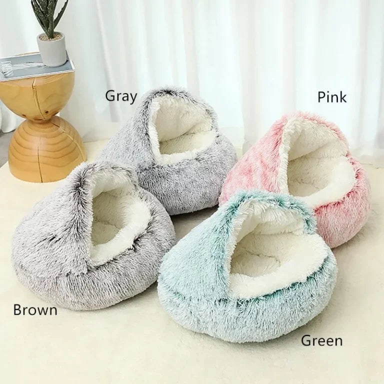 Dachshund Cave Bed Crystal Velvet Plush Half-Cover 40cm 50cm 65cm Anxiety Calming Burrow Dog Bed Non-Slip Washable | Koossa