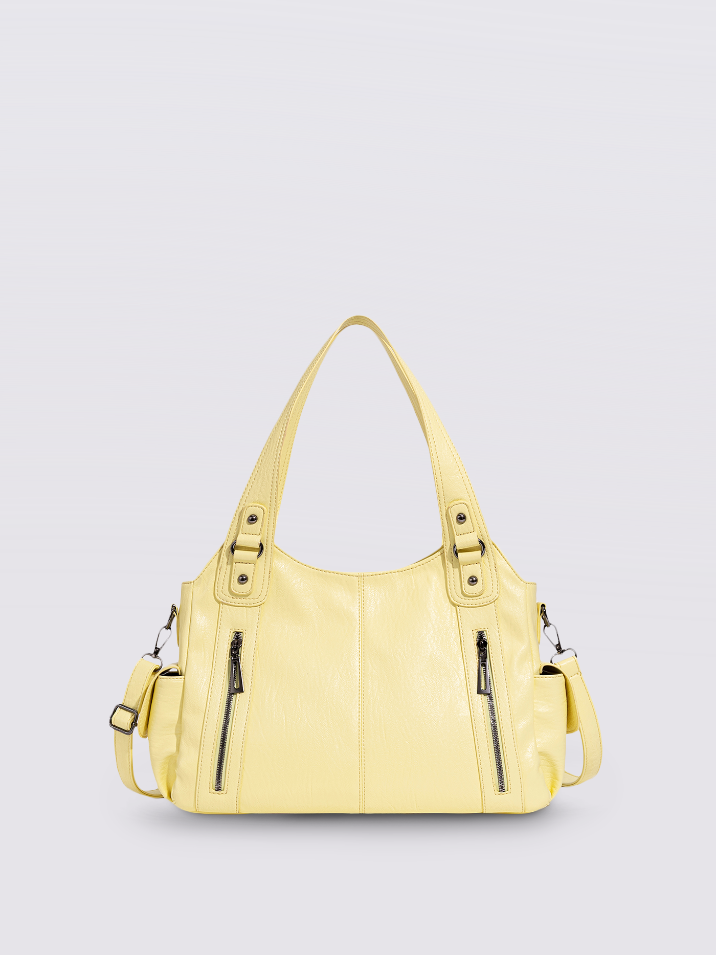 Structured Leather-Look Tote with Detachable Crossbody Strap in Black for Work and Weekend | Koossa