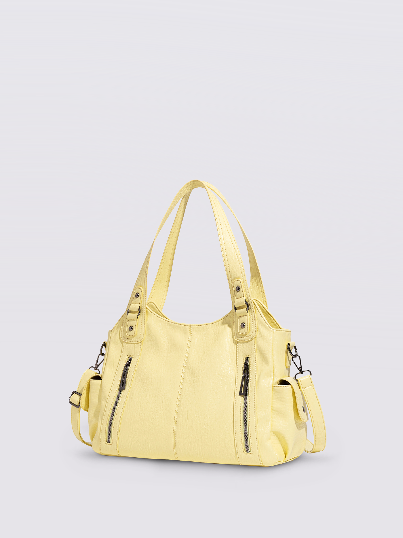 Structured Leather-Look Tote with Detachable Crossbody Strap in Black for Work and Weekend | Koossa