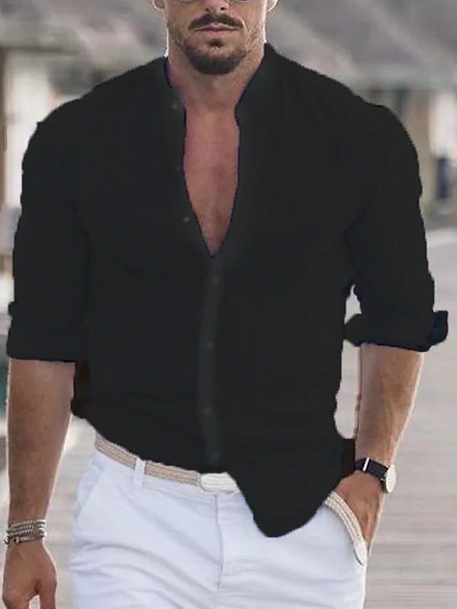 Men's Linen Shirt — Classic Long-Sleeve Casual Shirt for Spring & Summer Everyday Wear | Koossa