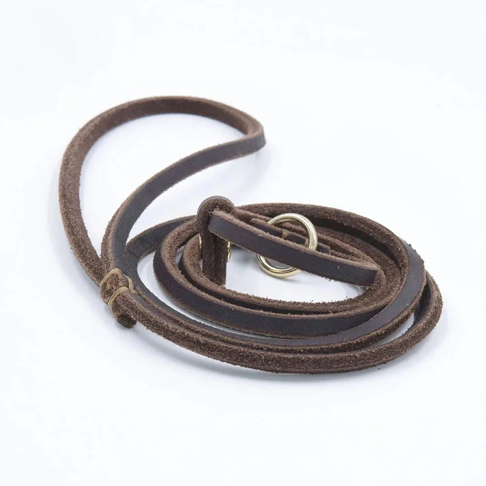 Dog Slip Lead Leather 2-in-1 Adjustable 120cm 150cm Soft Grip Training Leash Collar Black Brown Red Walking Lead | KoossaDog Slip Lead Leather 2-in-1 Adjustable 120cm 150cm Soft Grip Training Leash Collar Black Brown Red Walking Lead | Koossa