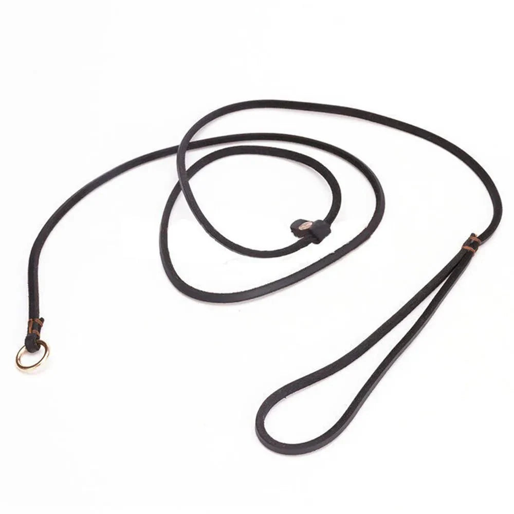 Dog Slip Lead Leather 2-in-1 Adjustable 120cm 150cm Soft Grip Training Leash Collar Black Brown Red Walking Lead | KoossaDog Slip Lead Leather 2-in-1 Adjustable 120cm 150cm Soft Grip Training Leash Collar Black Brown Red Walking Lead | Koossa